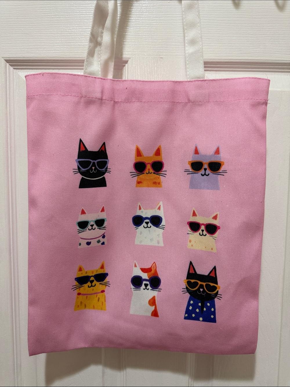 NWOT Dual Sided Cute Pink Cat Print Canvas Tote Bag for Pet Lovers - Picture 3 of 3